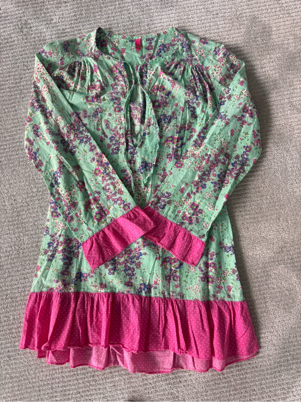SOFIA by ViX Green Floral Tunic Swim Coverup with Pink Trim